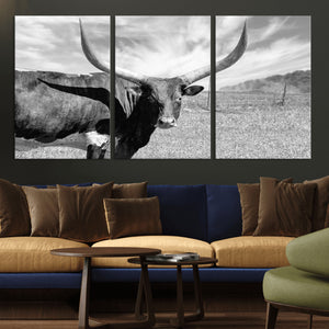Cattle Wall Art Longhorn Cow Canvas Print