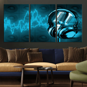 Music and Microphone Wall Art Canvas Print