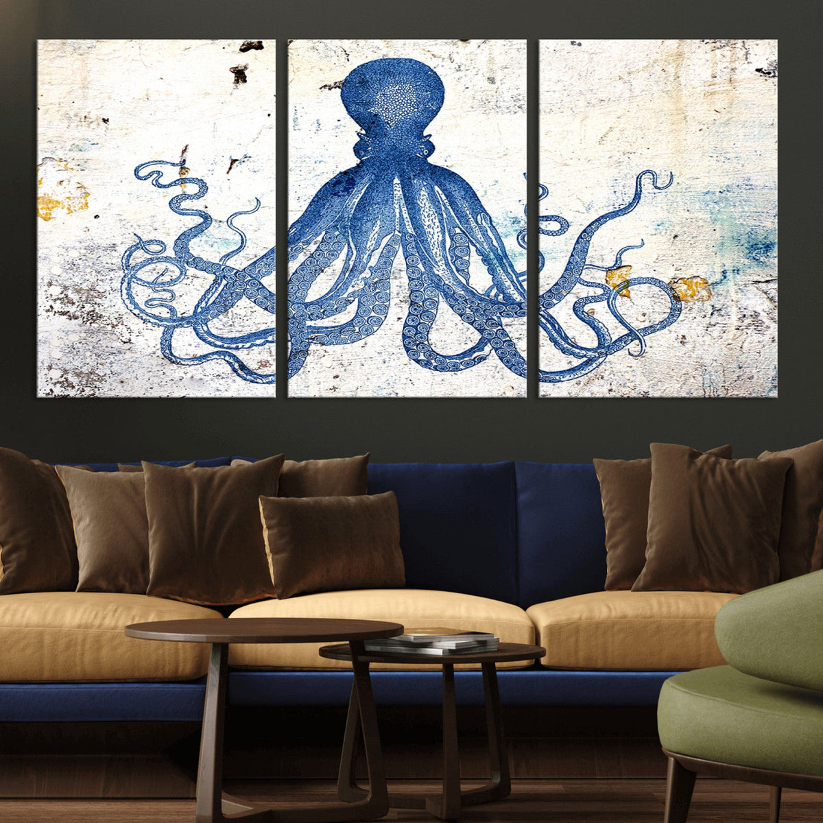 Octopus Canvas Wall Art | Coastal Marine Life Artwork for