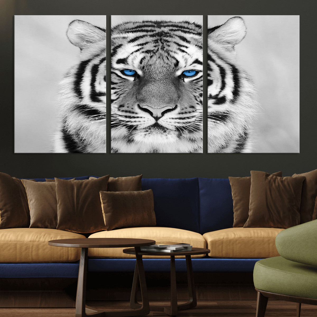 Black and White Tiger Wall Art Animal Canvas Print