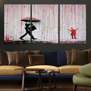 Banksy Wall Art Canvas Print, Framed Graffiti Art Picture
