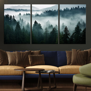 Captivating Misty Forest Wall Art Canvas, Premium Canvas