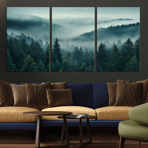 Captivating Misty Foggy Forest Wall Art Premium Canvas Print