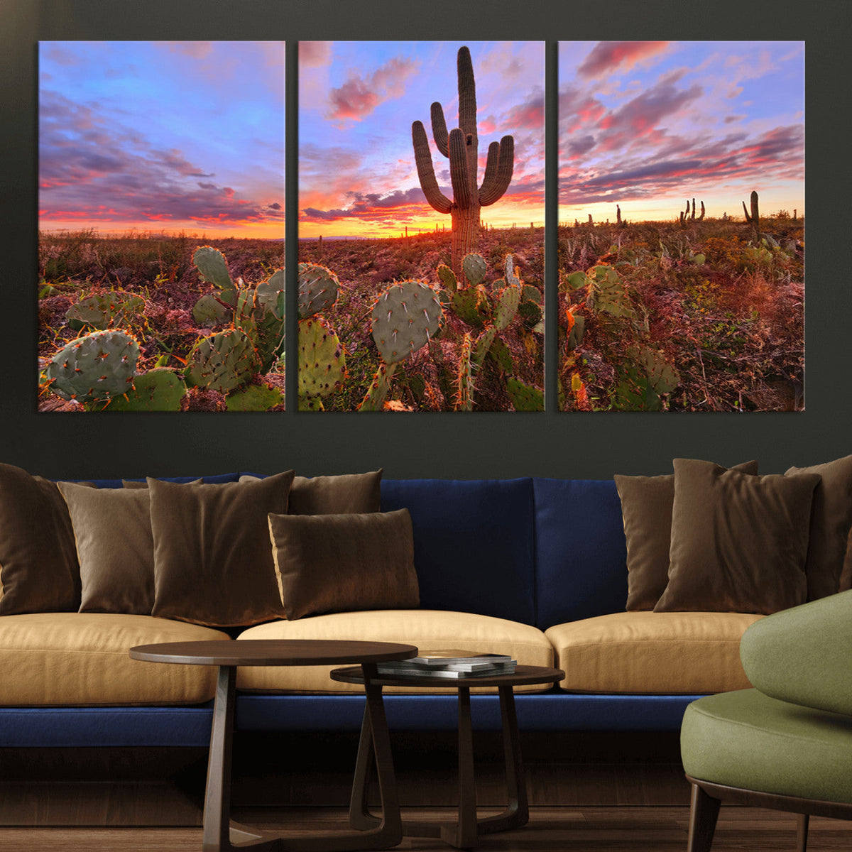 Arizona Desert Wall Art Canvas Print - Framed Deser Sunset