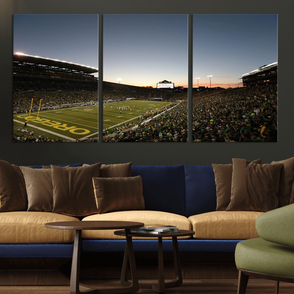 Oregon Ducks Football Team Print - Eugene Autzen Stadium