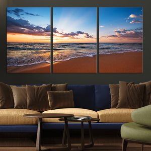 Golden Hour Beach Sunset Wall Art | Canvas Print | Ready to
