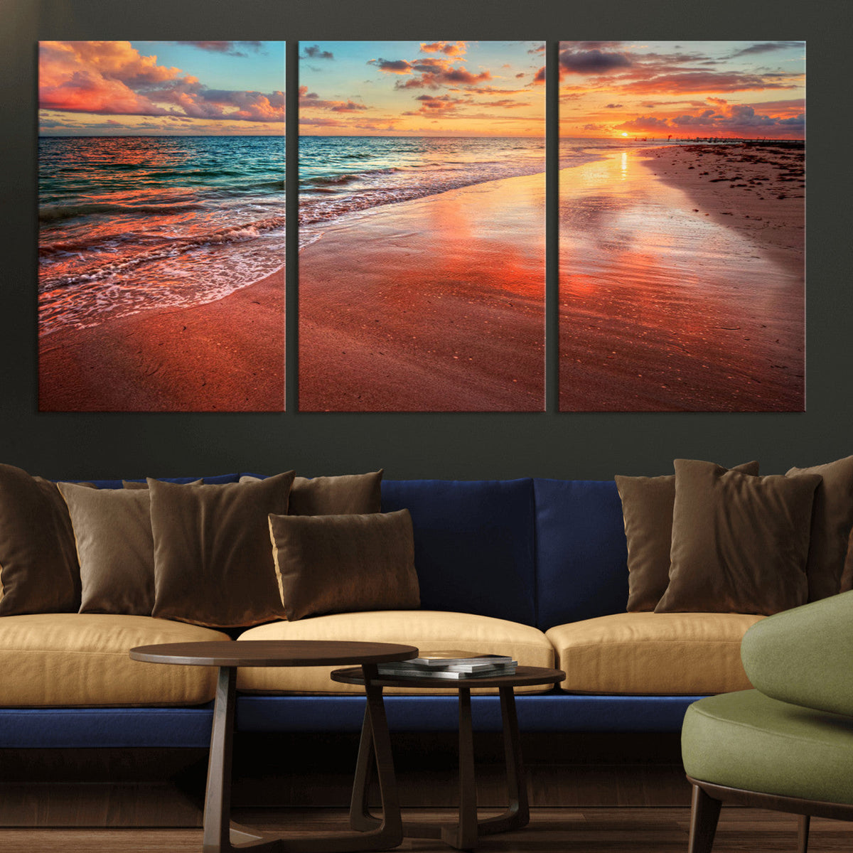 Sunset Beach Wall Art | Ocean Canvas Print | Coastal Wall