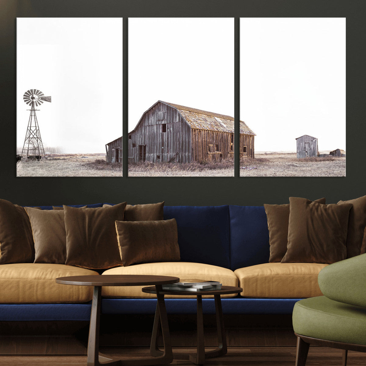 Set of 3 Rustic Farmhouse Wall Art Prints – Country Barn,