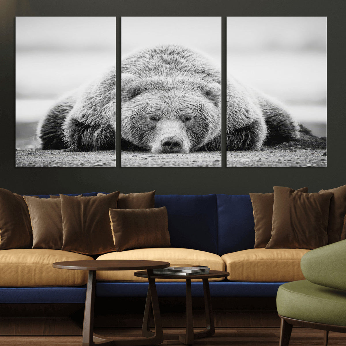 Resting Grizzly Bear Wall Art Canvas Print – Majestic Lazy