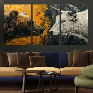 Bear and Bull Wall Art Canvas Print – Abstract Animal