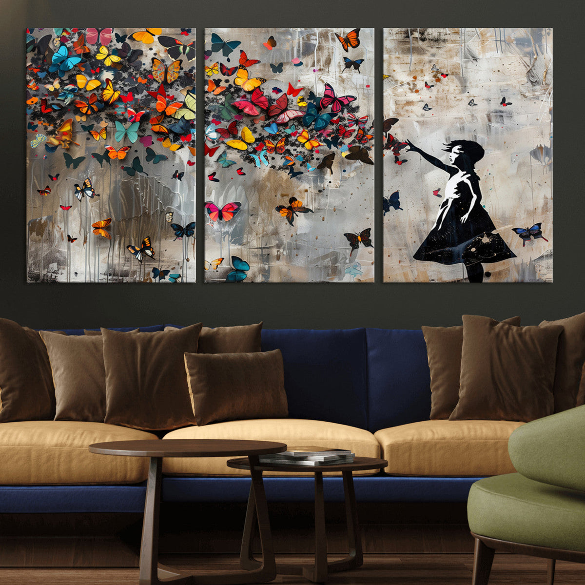 Banksy Wall Art - Banksy Girl and Butterfly Explosion Wall