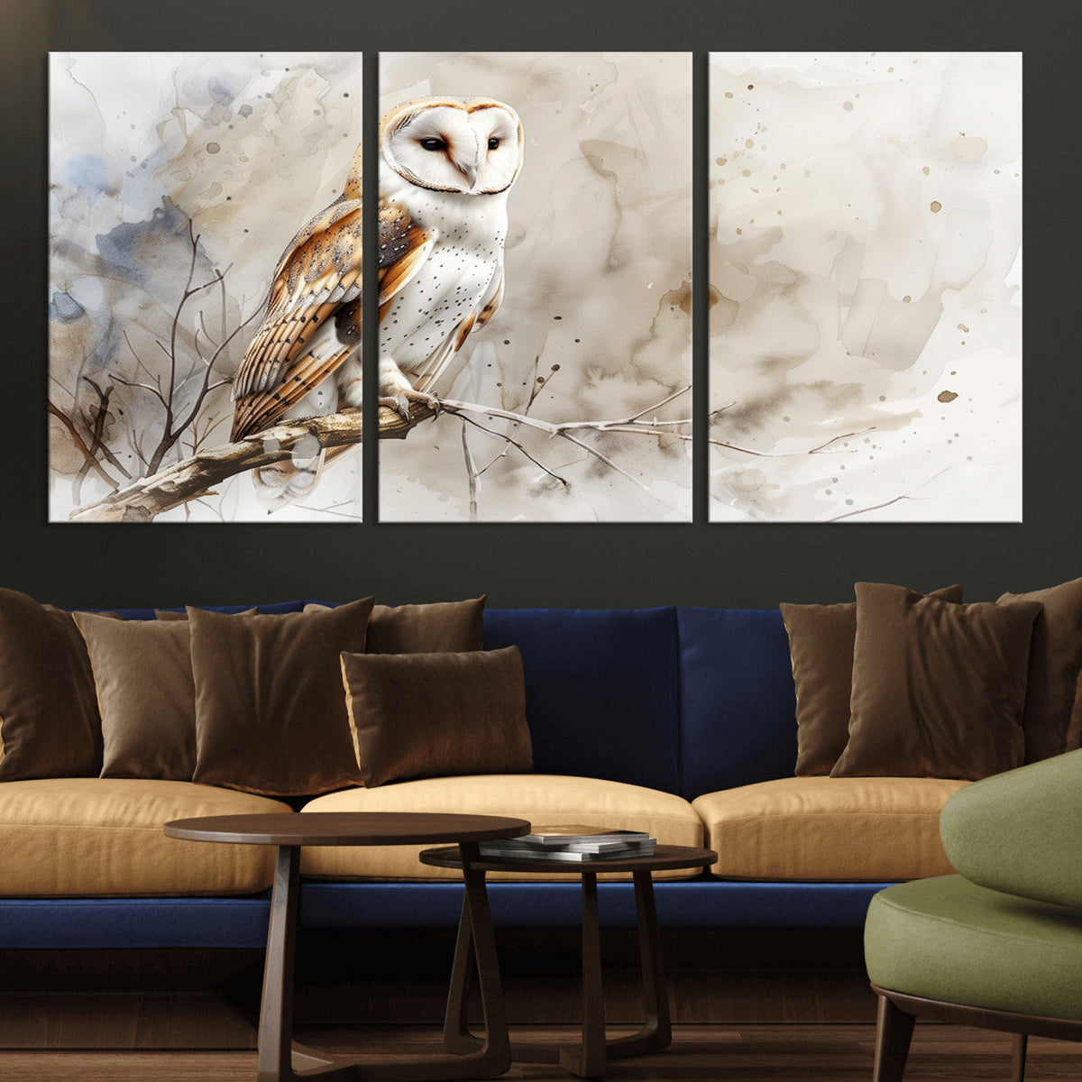 Barn Owl Wall Art | Watercolor Canvas Print | Perfect for