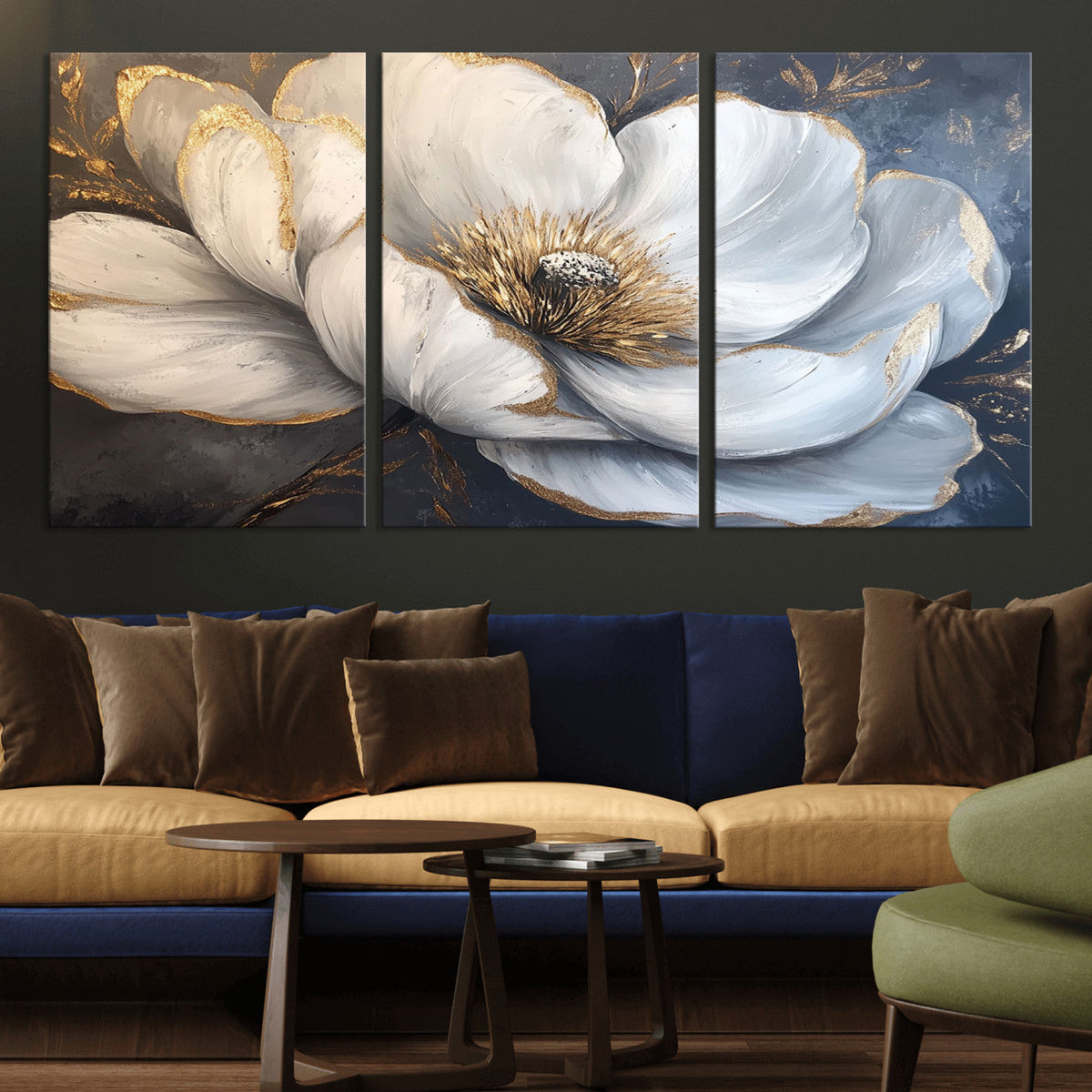 White Magnolia Flower Wall Art Canvas Print | Abstract