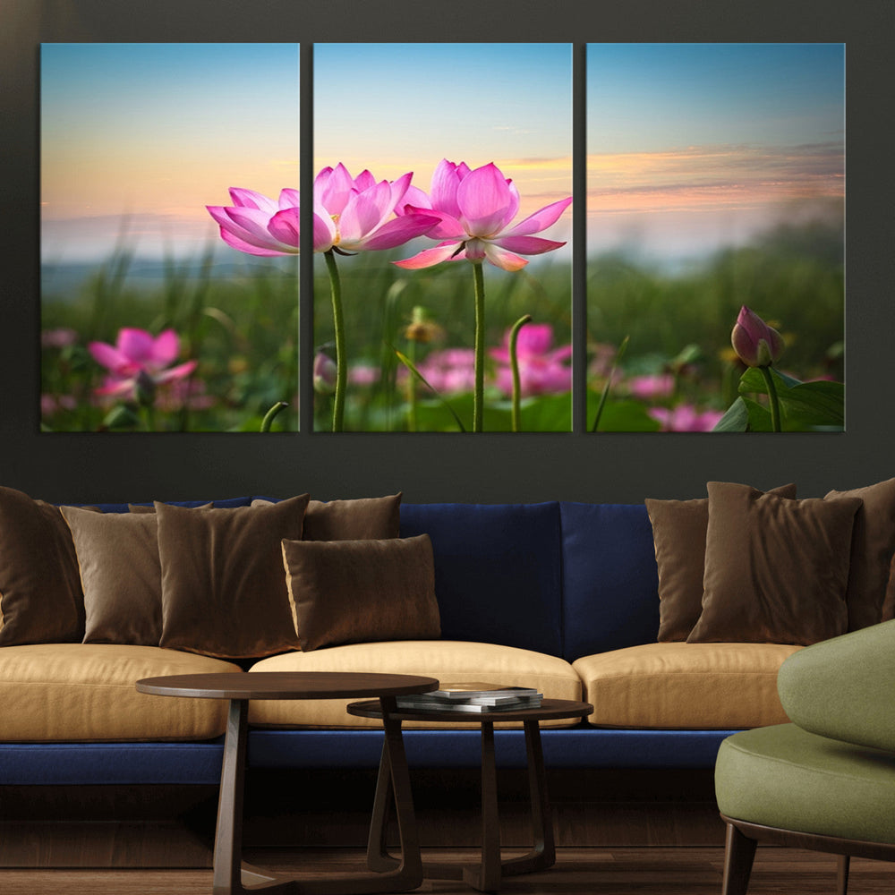 Pink Flower on the Mountain Canvas Print, Framed Pink Flower
