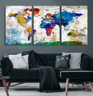 World Map Canvas Print – Framed Travel Map Wall Art for
