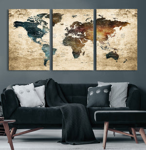 World Map Canvas Print – Detailed Map of the World Wall Art