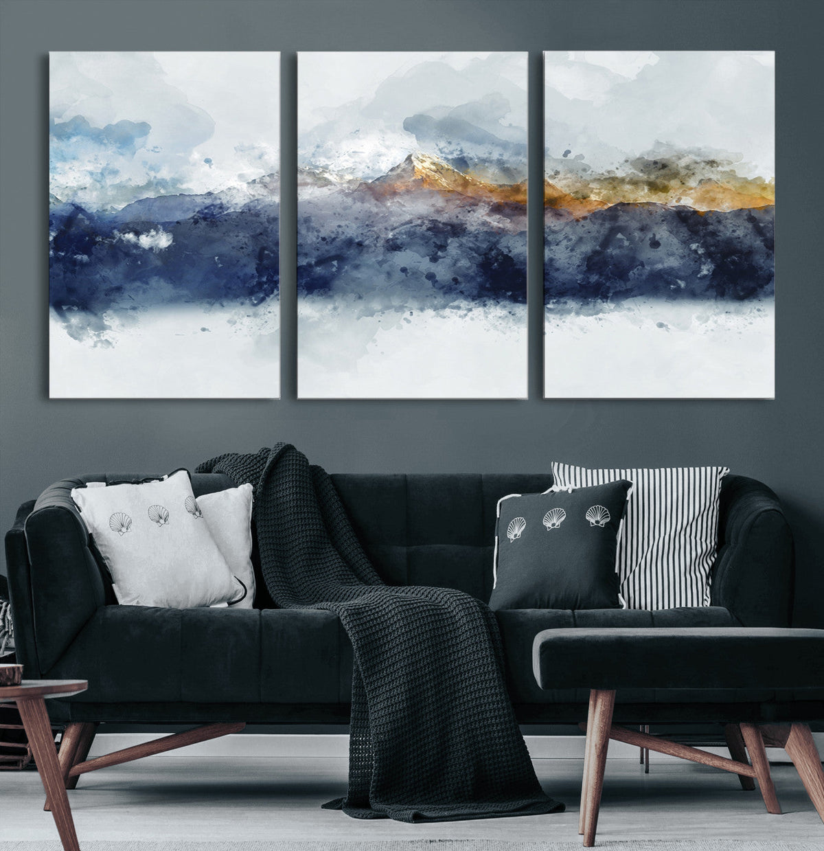 Abstract Mountain Range Art Canvas Print | 3 Panel
