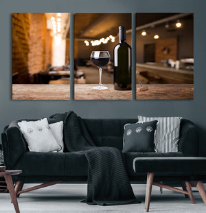 Wine and Bottle Wall Art Canvas Print