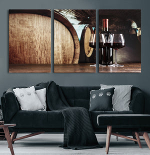 Wine and Barrel Wall Art Canvas Print