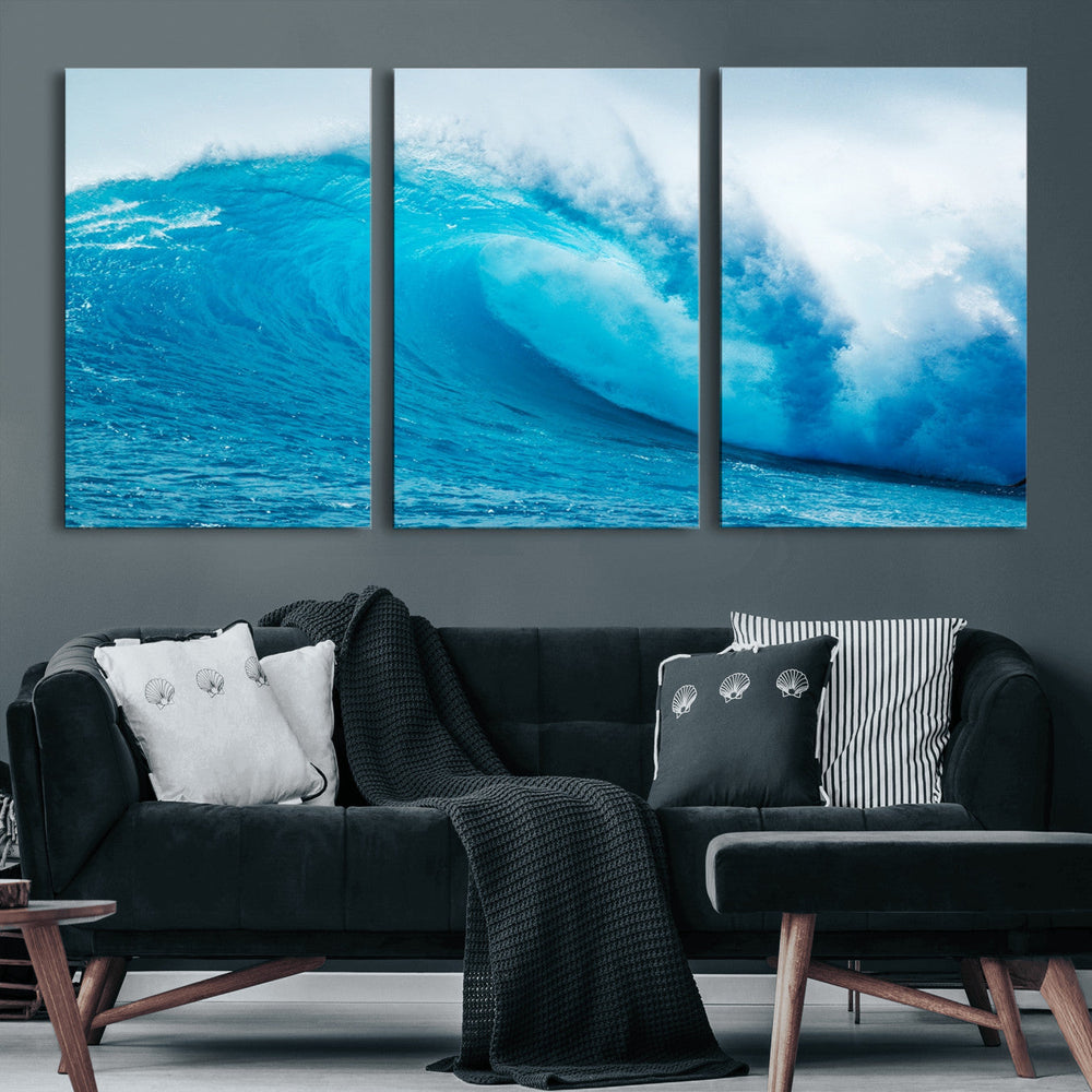 Big Ocean Surfing Wave Wall Art Canvas Print