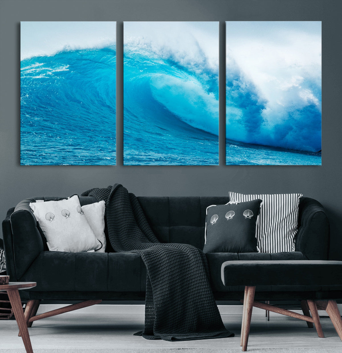 Big Ocean Surfing Wave Wall Art Canvas Print