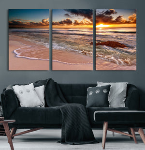 Sunset on Ocean Wall Art Canvas Print