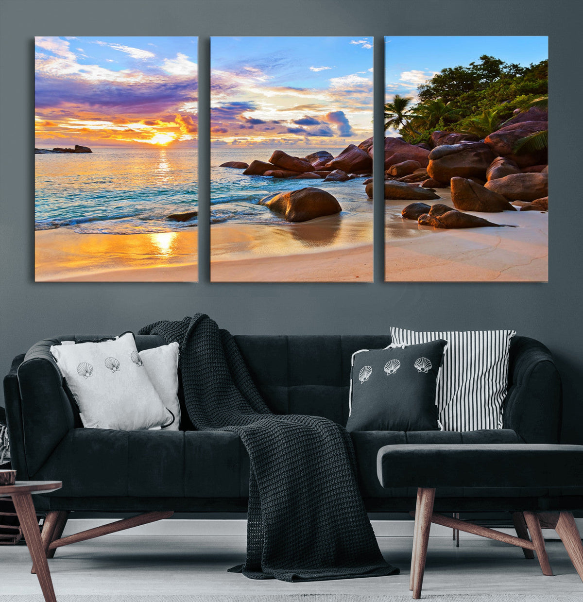 Tropical Island Beach Sunset Canvas Print