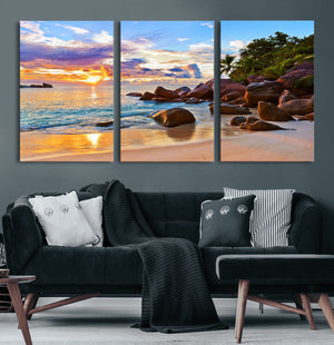 Tropical Island Beach Sunset Canvas Print