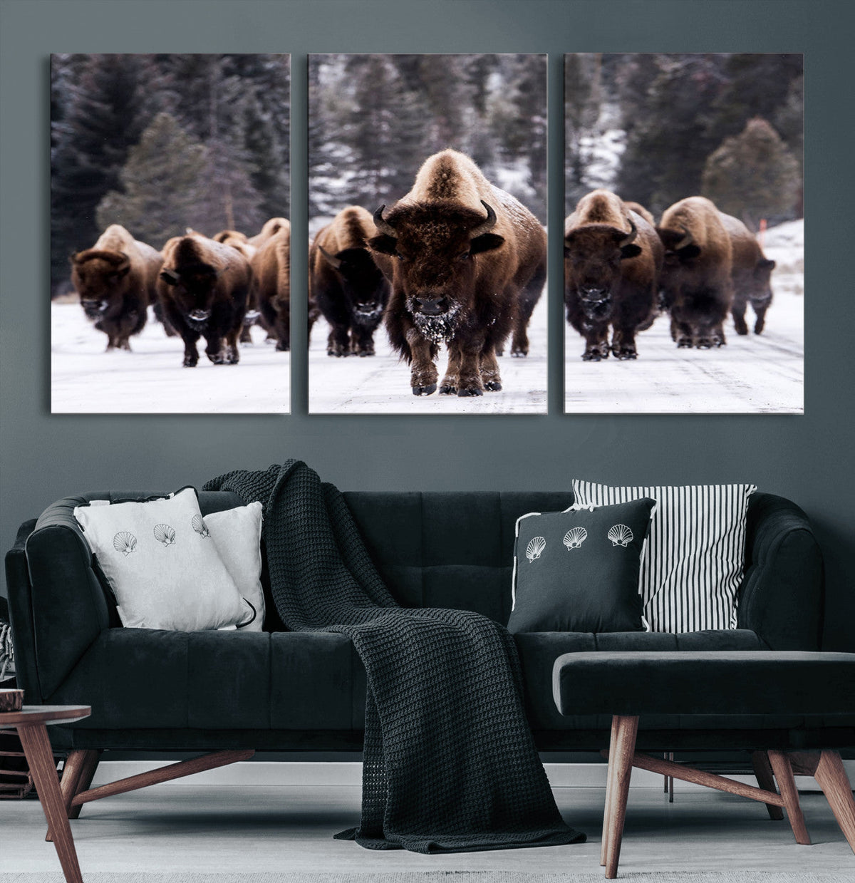 Bison Wall Art Canvas Print- Bison Herd Canvas Wall Art –