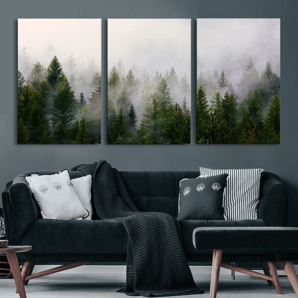 Forest Wall Art Canvas Print | Foggy Forest Wall Art | Pine