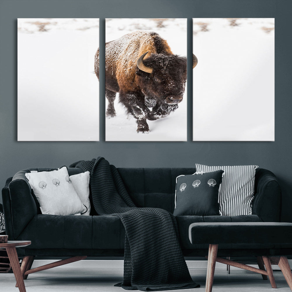 Bison Winter Wall Art Canvas Print For Farmhouse Decor