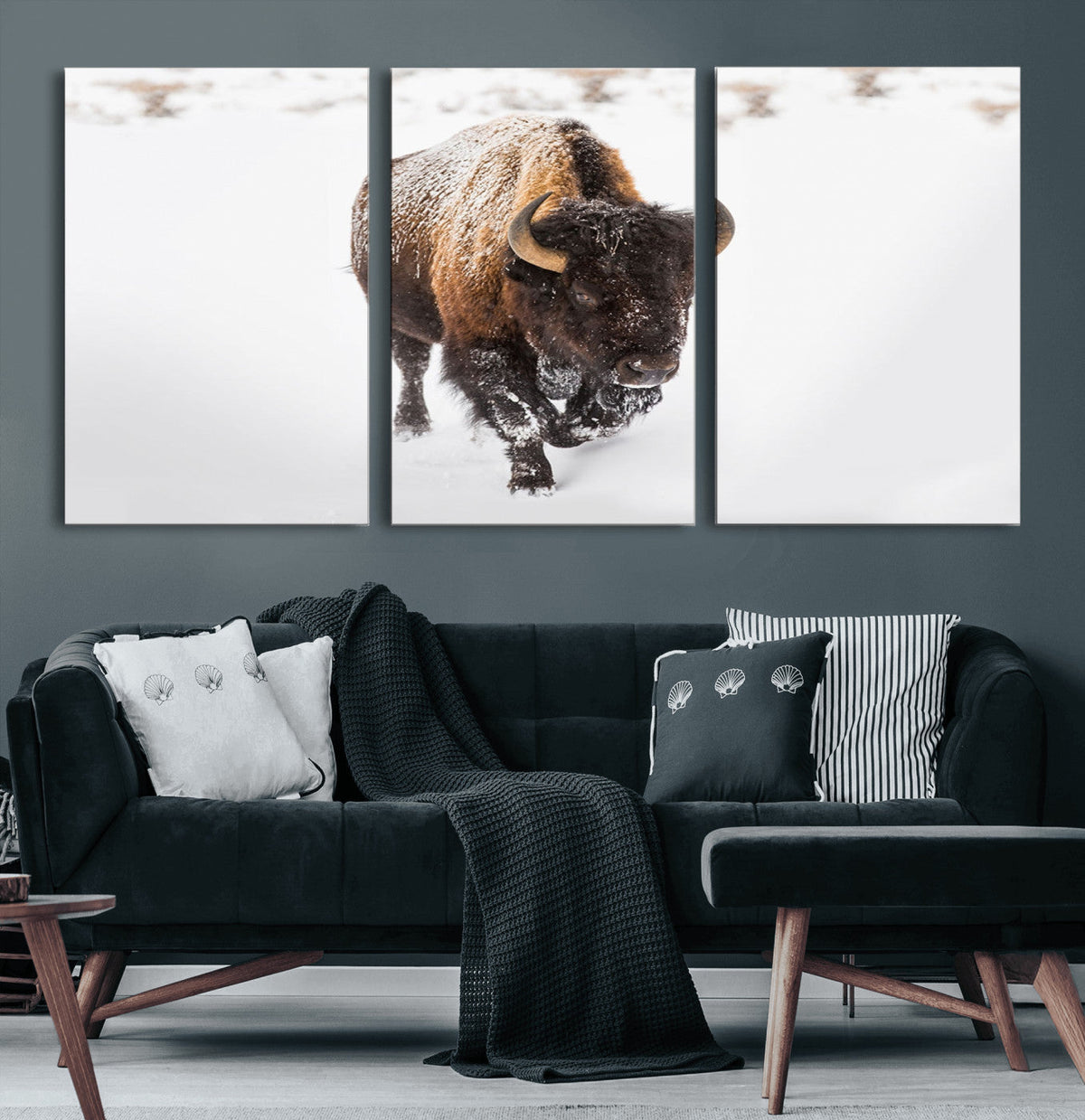 Bison Winter Wall Art Canvas Print For Farmhouse Decor