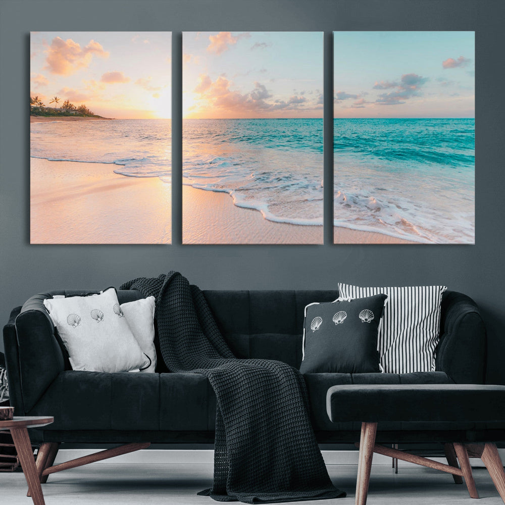 Beach Wall Art - Stunning Ocean Sunset Canvas Print with