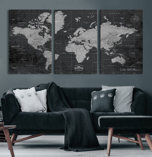 World Map Canvas Print – Detailed Map of the World Wall Art