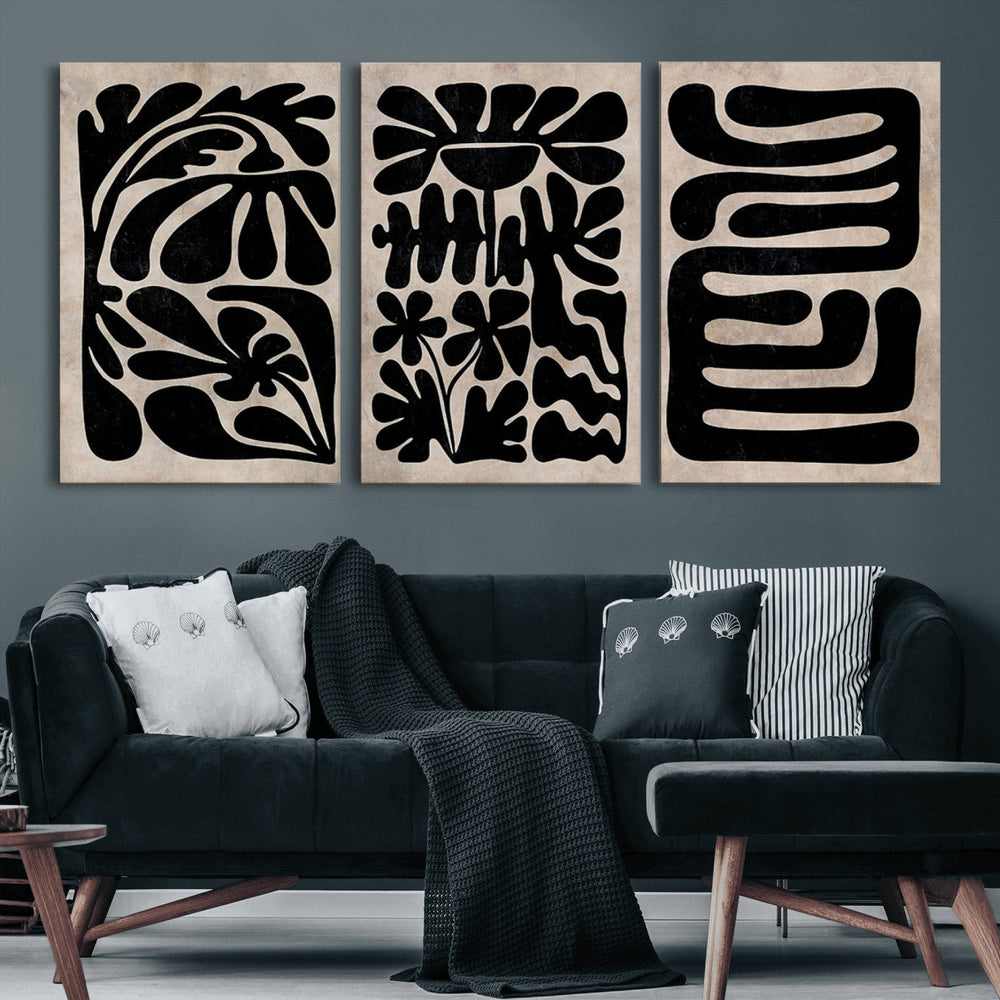 Canvas Print Wall Art Abstract Art Boho, Framed Boho Art