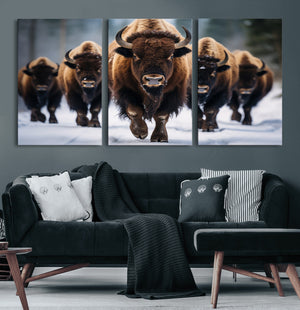 Buffalo Wall Art Canvas Print, American Bison Herd Wall Art