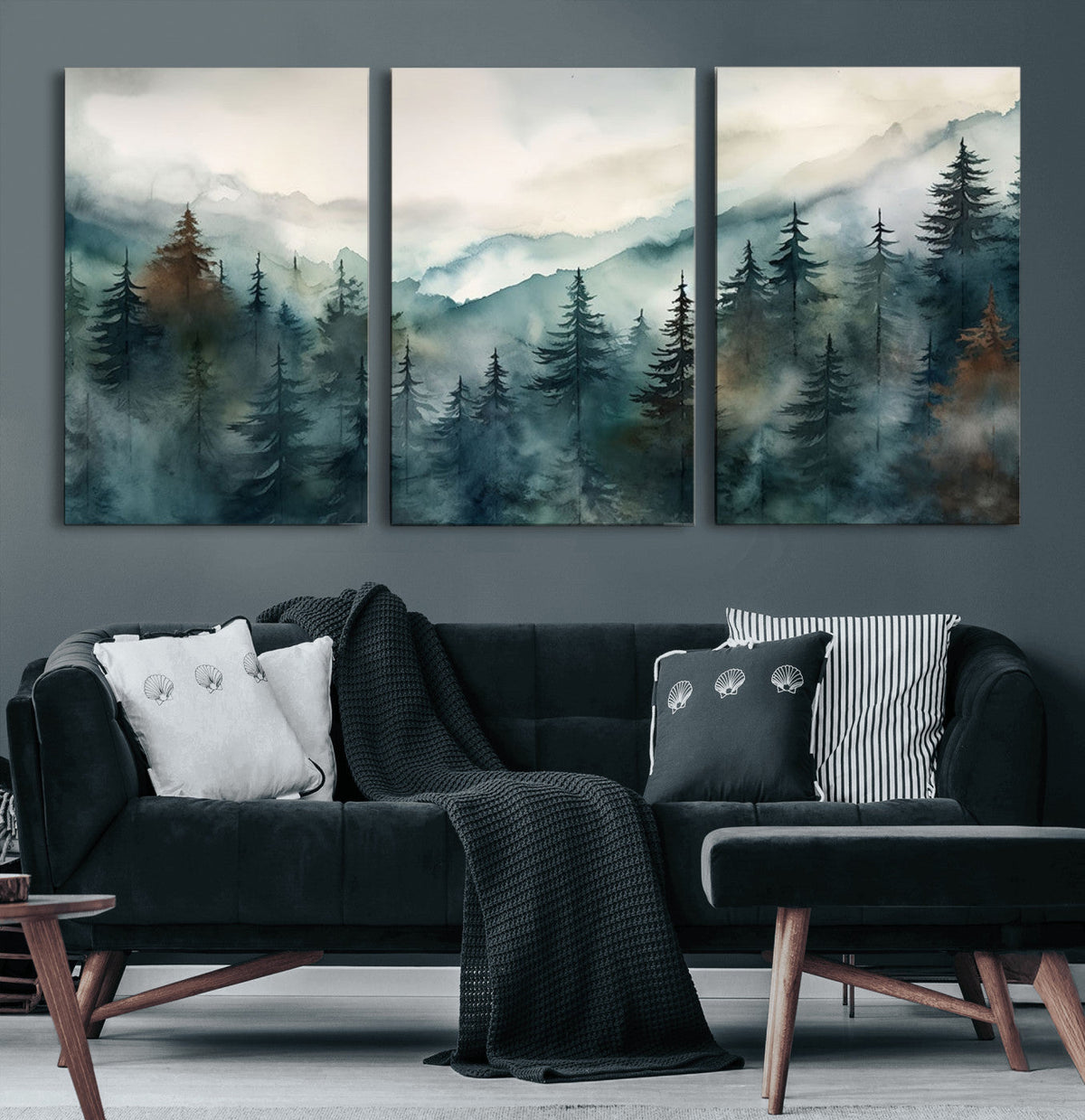 Serenity Forest Wall Art Canvas | Foggy Mountain Landscape