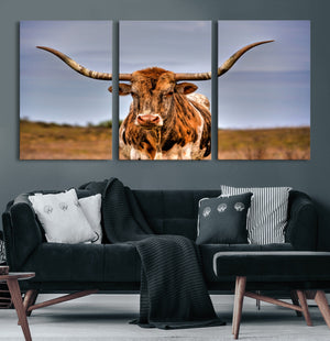 Texas Longhorn Wall Art Print, Framed Longhorn Cow Wall Art