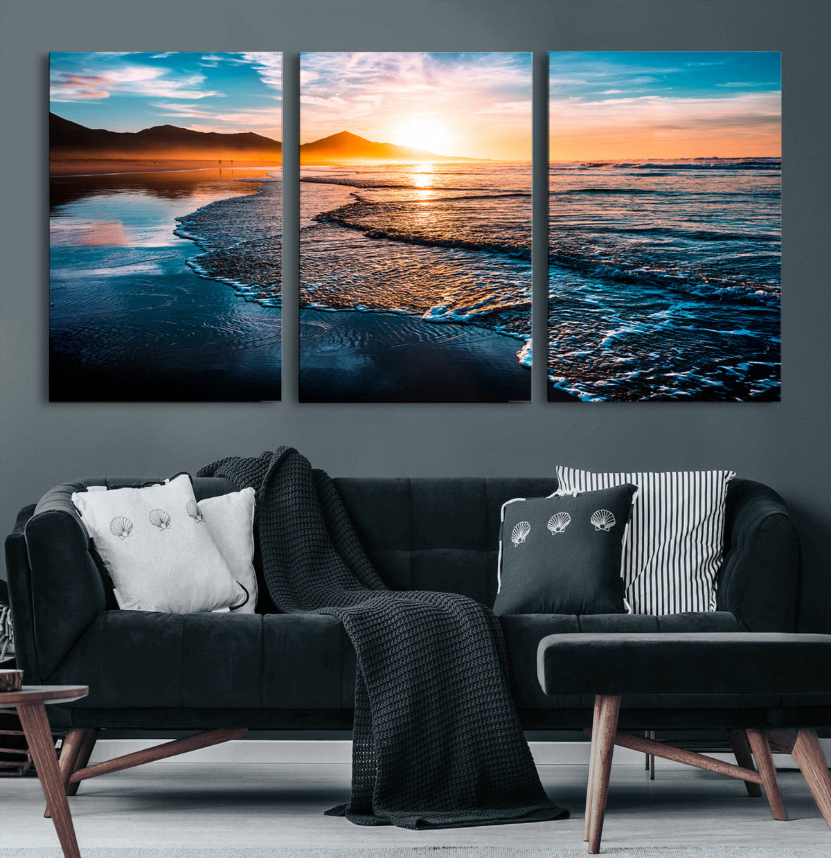 Sunset Beach Ocean Canvas Wall Art – Tranquil Ocean