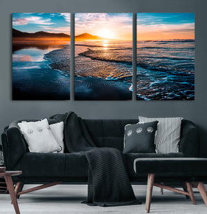 Sunset Beach Ocean Canvas Wall Art – Tranquil Ocean