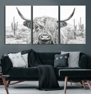 Rustic Charm | Cow Longhorn Black White Bighorn Wall Art