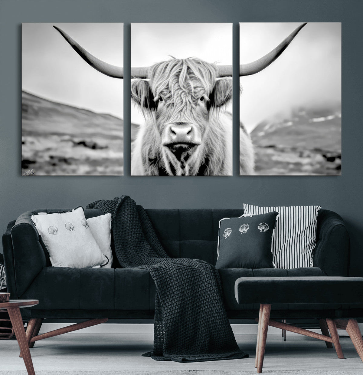 Scottish Cow Wall Art Canvas Print