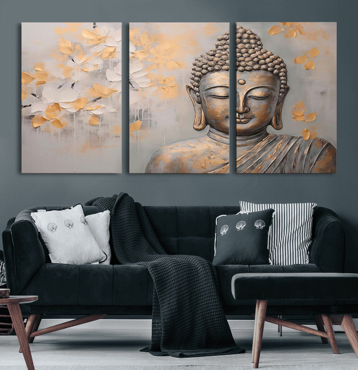 Abstract Buddha Statue Wall Art Canvas Print - Modern