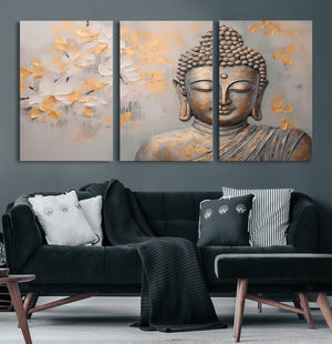 Abstract Buddha Statue Wall Art Canvas Print - Modern