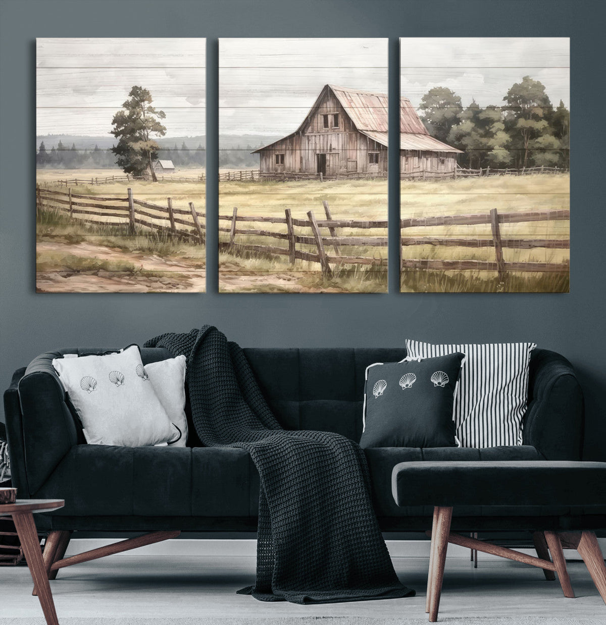 Rustic Farmhouse Barn Wall Art | 3-Panel Framed Gallery Wrap