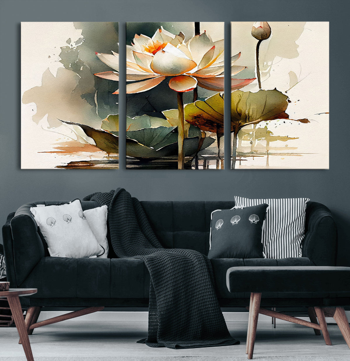 Lotus Flower Watercolor Canvas Print – A Symbol of Serenity