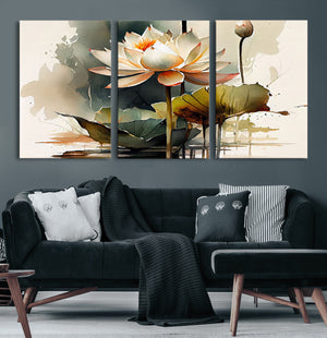 Lotus Flower Watercolor Canvas Print – A Symbol of Serenity