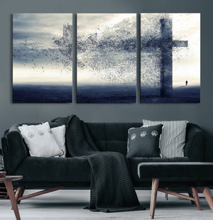 Jesus and the Fading Cross Wall Art Print – Symbol of Faith,