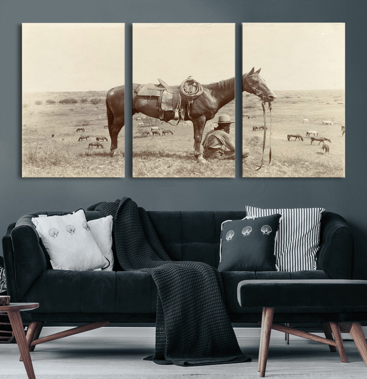Cowboy Wall Art - Western Horse Canvas Print - Vintage