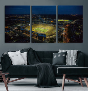Michigan Stadium Night Game Wall Art – Sports Arena Aerial